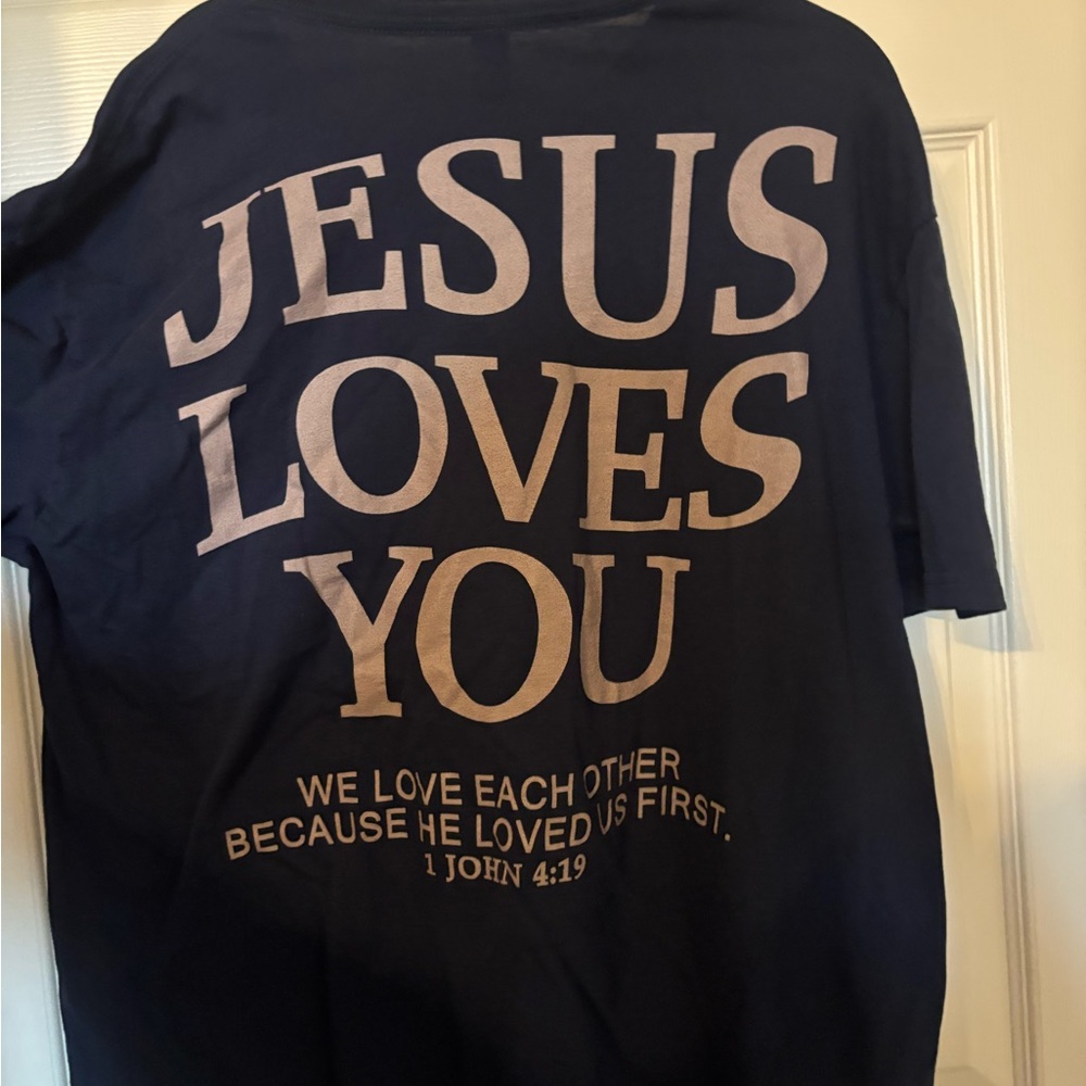 Navy Blue 'Jesus Loves You' T-Shirt